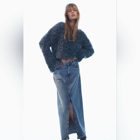 ZARA BLOGGERS FAV DENIM MIDI SKIRT - Picture 8 of 8